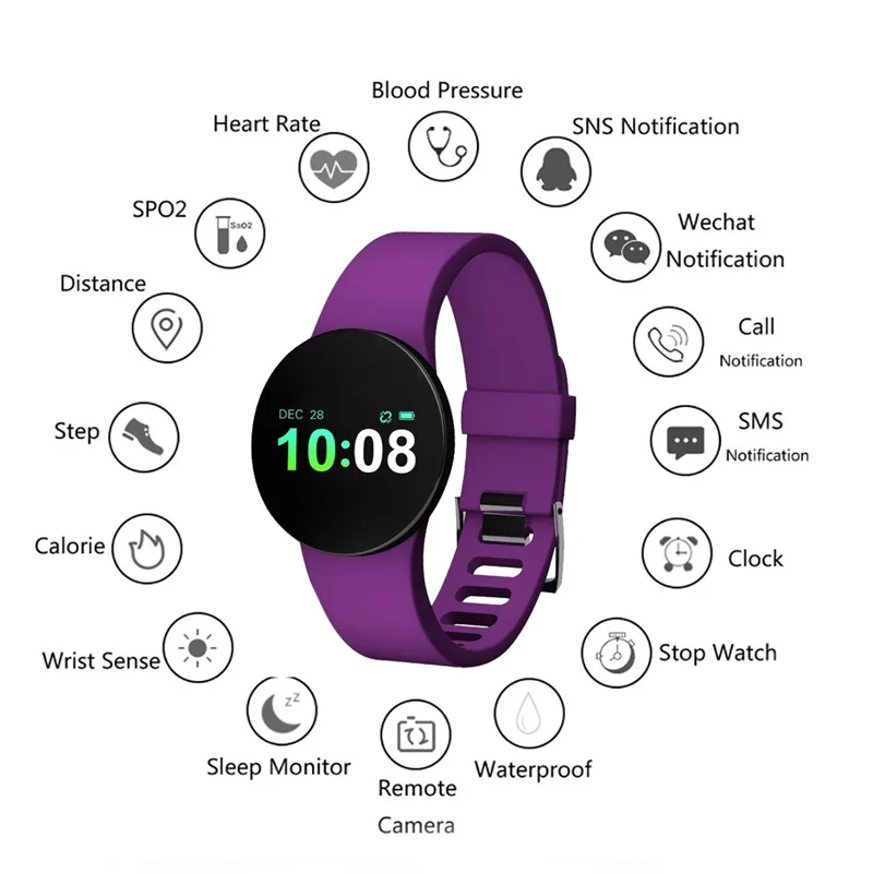 

Smart Watch H8 Color Screen Glass Heart Rate Blood Oxygen Ip68 Waterproof Sports Watch Bluetooth Smart Bracelet Dropshipping
