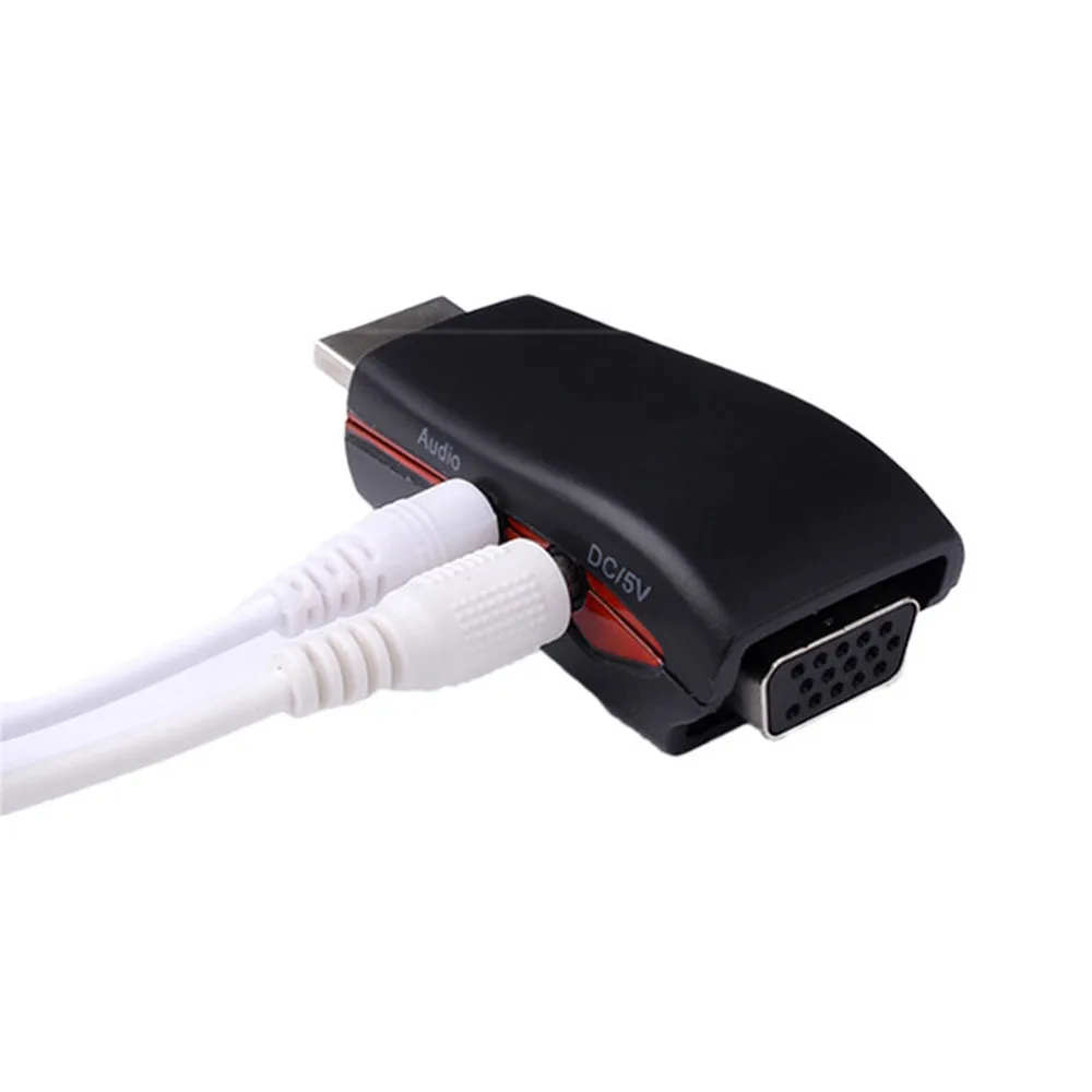

1080P HDMI Male to VGA Female Adapter Video Converter 3.5mm Audio/DC 5V Output HDMI Input, VGA Output