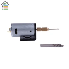 Micro Small DC 12V Electric Motor PCB Hand Drill Press Drilling Wood w 16pc 0 8mm