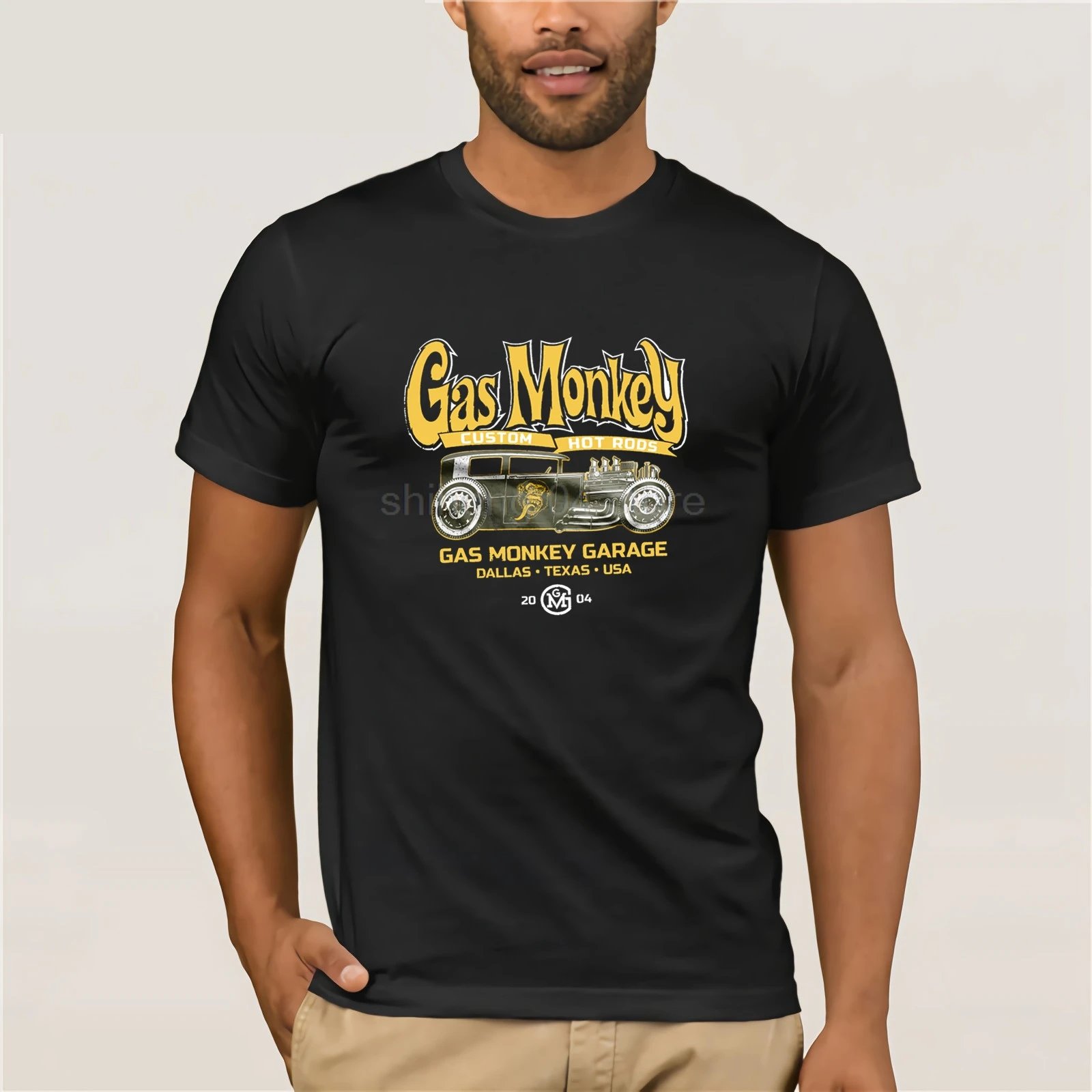 

Gas Garage Car Custom Hot Fast N Loud 2004 Monkey Black Mens T-shirt Men's Short Sleeve t-shirt 2019 Streetwear Tees