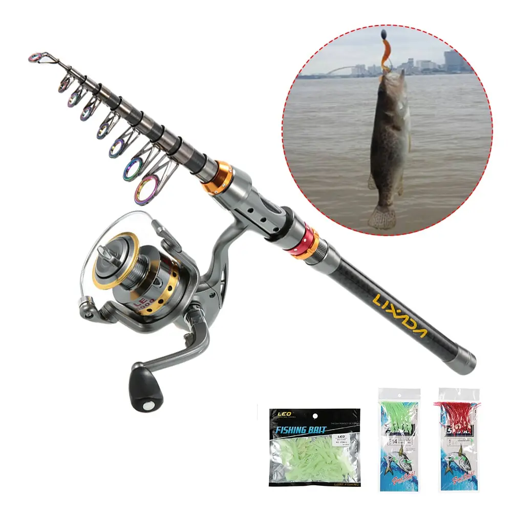 

Lixada Telescopic Fishing Rod and Reel Combo Full Kit Spinning Fishing Reel Gear 100M Fishing Line Lures Hooks Fishing Bag Pesca