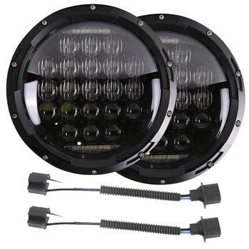 

Pair 7 Inch Led Headlight H4 To H13 High Low Beam Round Cars DRL Lights With Angle Eyes for Jeep Lada Niva 4x4