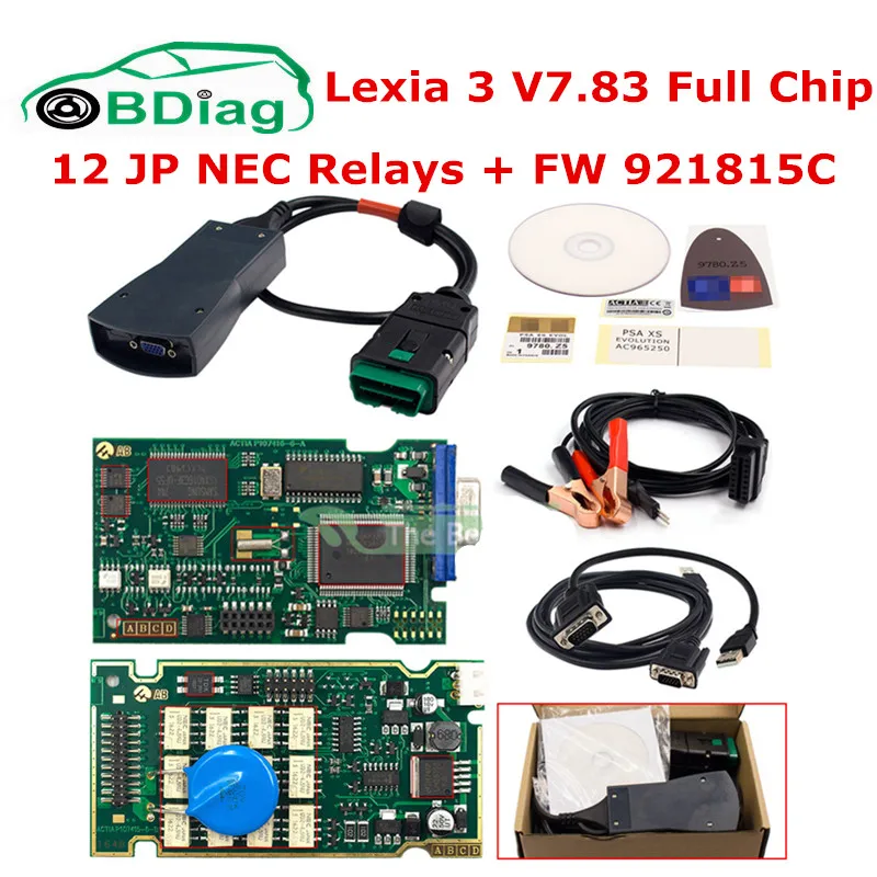 2019 A +++ зеленая печатная плата Lexia 3 полный чип PP2000 V7.83 FW 921815C Lexia3 Diagbox для Citroen/Peugeot