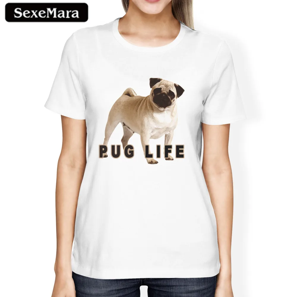 SexeMara Fashion Women Tshirt Pug Life Dog Cute Hipster Printed Tshirt White Casual Cotton Harajuku Top Tee Drop Ship SexeMara Fashion Women Tshirt Pug Life Dog Cute Hipster Printed Tshirt White Casual Cotton Harajuku Top Tee Drop Ship