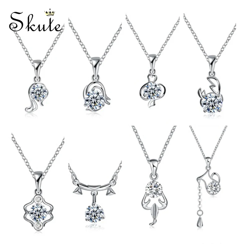 

Skute Silver Color 12 Star Zodiac Zircon Horoscope Astrology Galaxy Constellation Necklace Pendants Birthday Gift 925 Jewelry