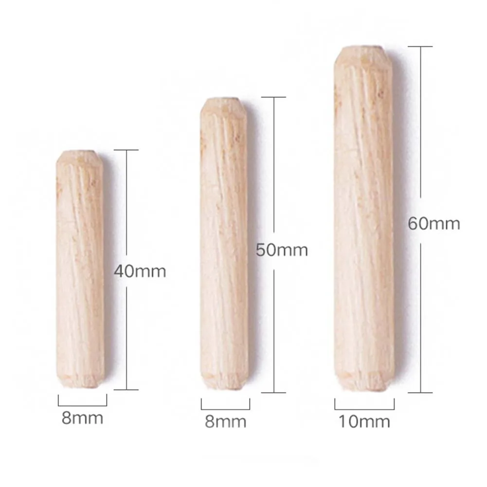 

100Pcs 8*40/8*50/10*60mm Pine Round Wooden Rods Sticks Premium Durable Wooden Dowel For DIY Crafts Building Model
