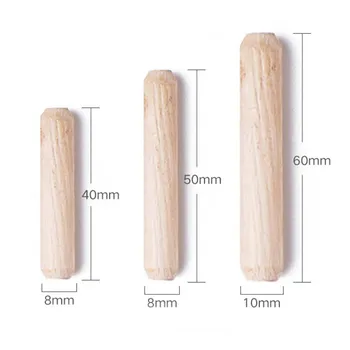 

100Pcs 8*40/8*50/10*60mm Pine Round Wooden Rods Sticks Premium Durable Wooden Dowel For DIY Crafts Building Model