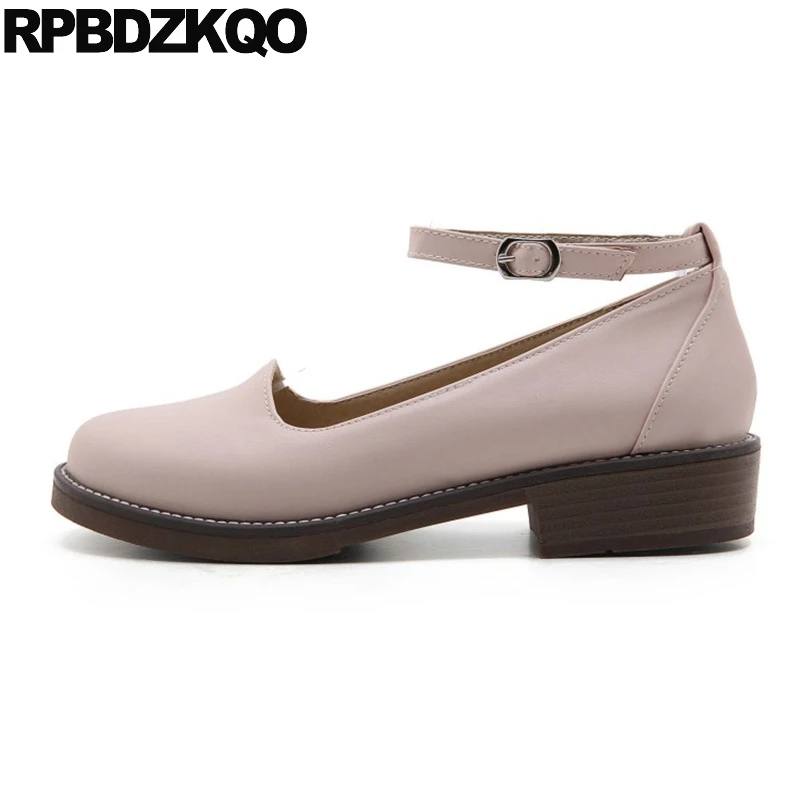 

Ladies Women Low Heel Plain Round Toe Pink 2017 Cheap Flats Platform Beautiful Shoes Ankle Strap Drop Shipping Spring Autumn