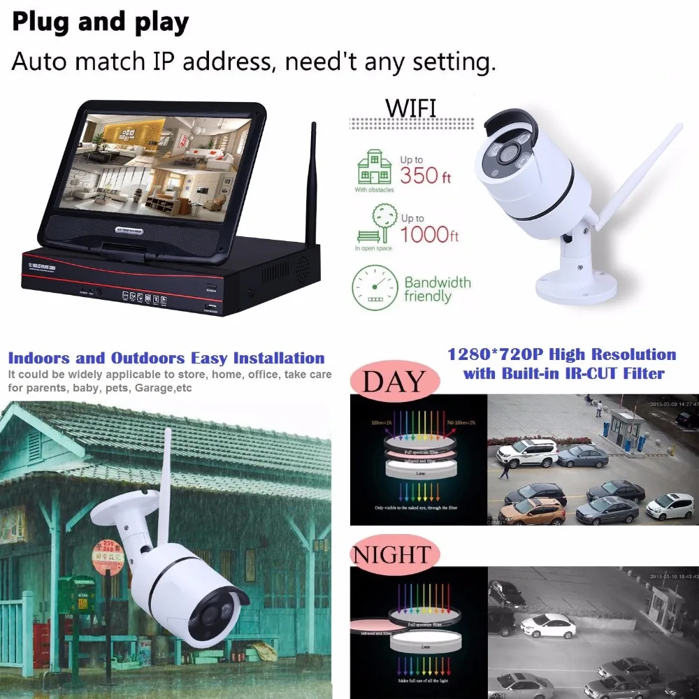 Stardot 4CH Беспроводная IP камера Wifi NVR комплект 1080P HD Открытый ИК Ночное Видение сеть