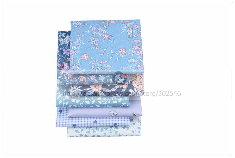 Shuangshuo синий цветок Хлопок Tissus ткань Лоскутная Ткань Жир четверть пряди Ткань для шитья куклы ткани 40*50 см 7 шт./лот