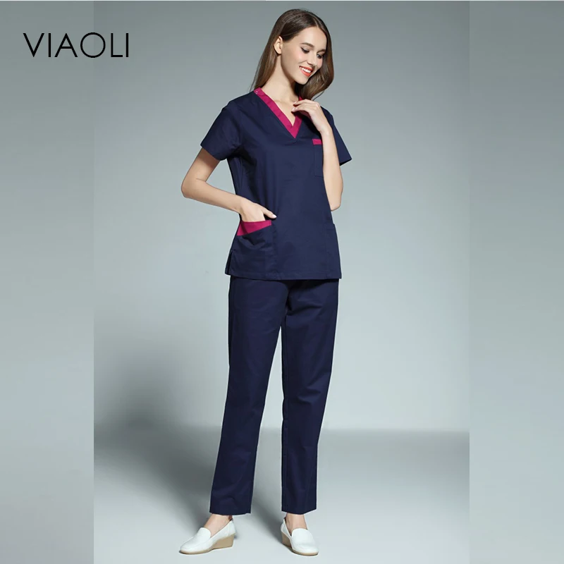 Viaoli новые женские с коротким рукавом медицинские скрабы униформа костюмы стоматолога больница одежда доктора медсестры Униформа