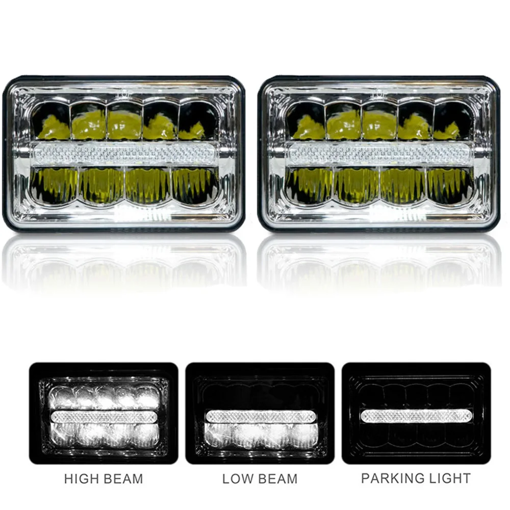 4x6 Inch Headlight Rectangle 4 x 6 Projector Headlight Replacement For Peterbilt Kenworth H4651 H4652 H4656 H4666 H6545