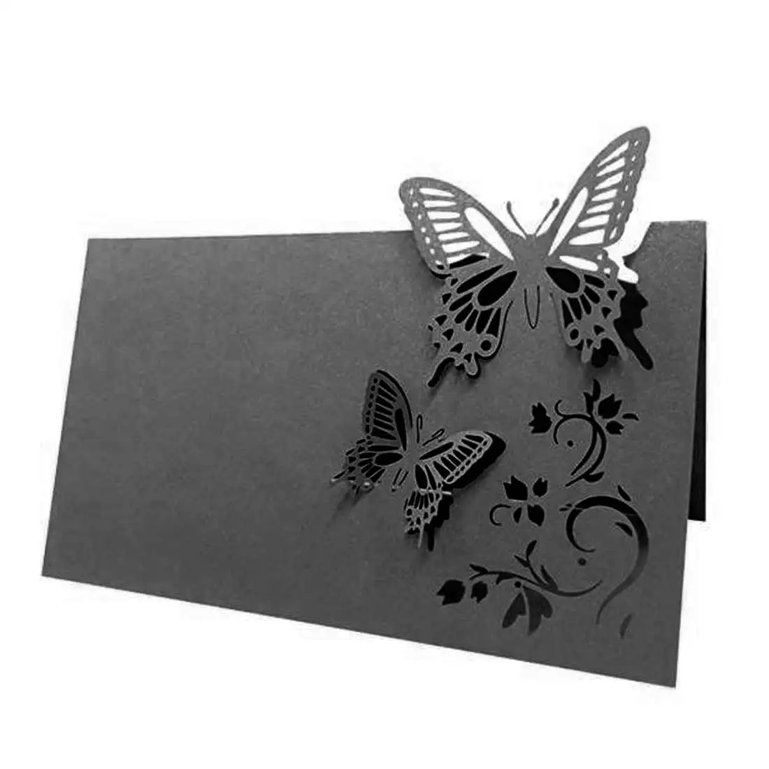 Бабочка лазер вырезанная Свадебная вечеринка именные карточки на стол сидение Свадьба День рождения украшение для праздничного стола украшения 10 шт./партия - Цвет: Carbon Black