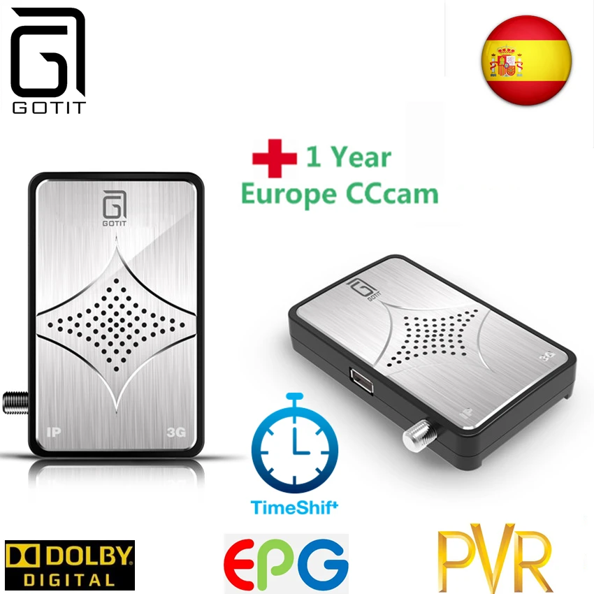 

GOTiT XP10 MINI DVB-S2 Satellite IPTV Receptor with 1 Year Europe CCcam Sunplus1506A 2/8G chipset PVR Multi-CAs Set top box