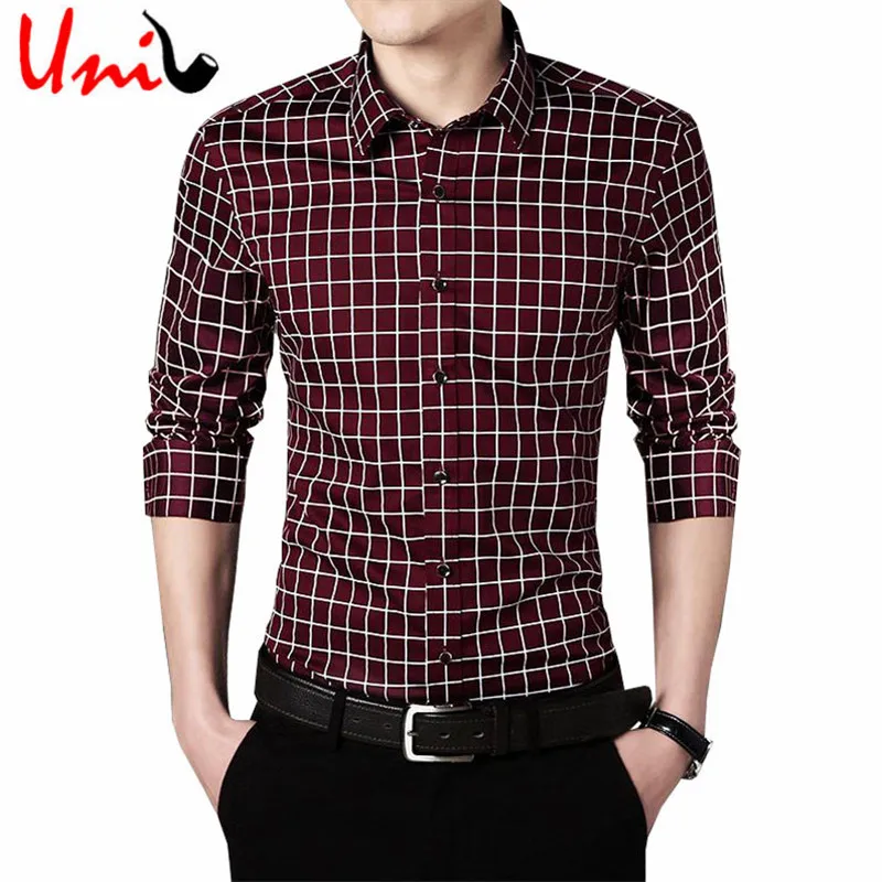 2019 أزياء الرجال الربيع قميص صالح سليم منقوشة الرجال قمصان طويلة الأكمام القطن اللباس قمصان عارضة رجل الأعمال العمل ارتداء 5XL YN615