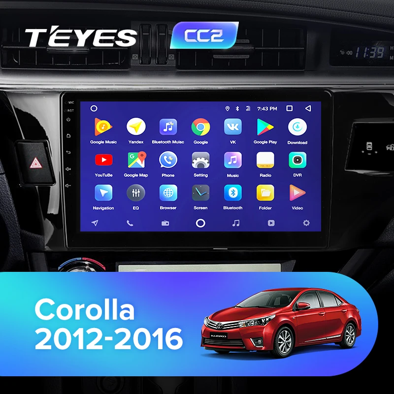 Sale TEYES CC2 For Corolla 11 2012 2013 2014 2015 2016 Car Radio Multimedia Video Player Navigation GPS Android 8.1 No 2din 2 din dvd 1