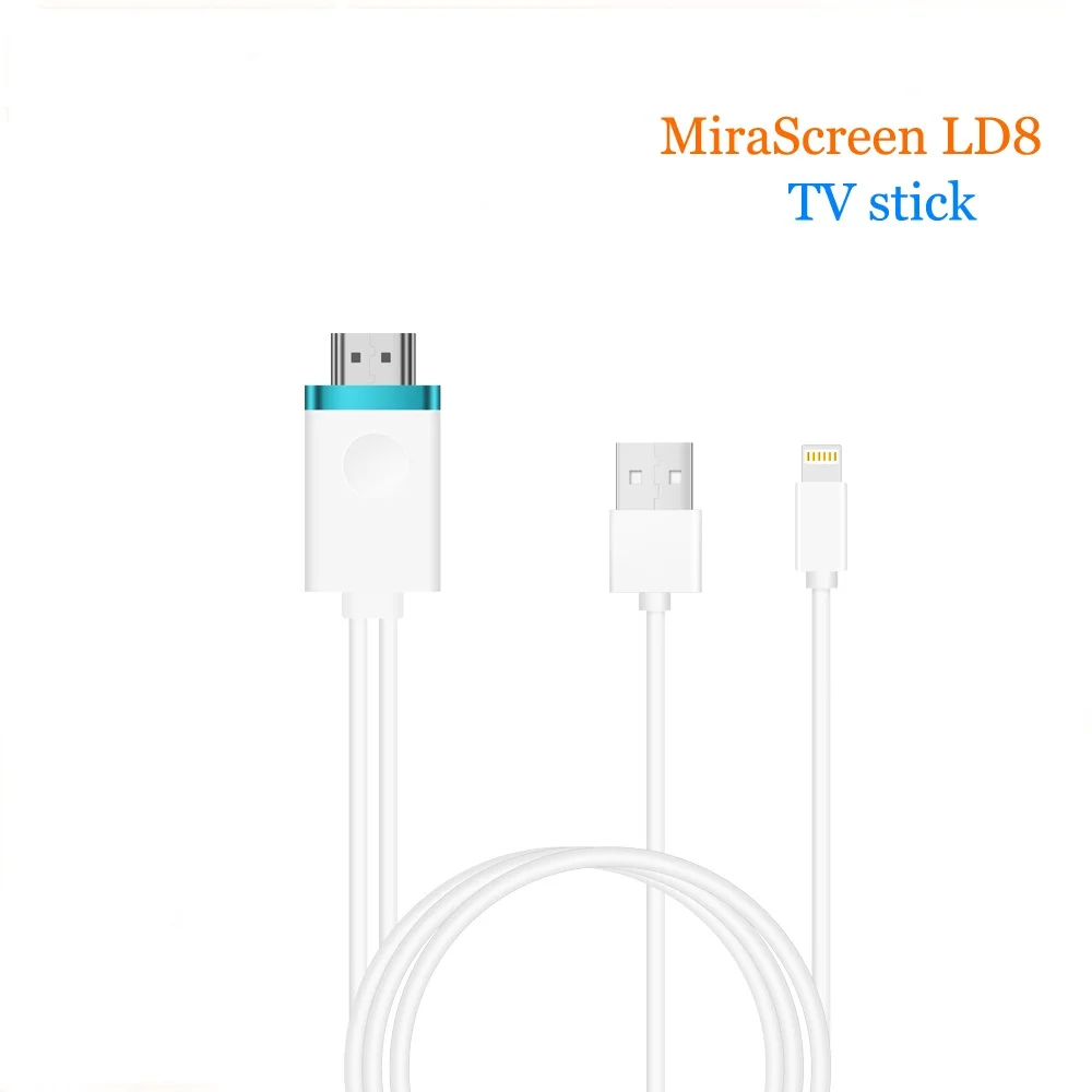 Mirascreen LD8 зеркалирование кабель ТВ ключ стабильный Быстрый Full HD HDMI для IOS смартфон