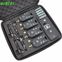 Hirisi Wireless fishing bite alarm 1+4 set with 4pcs illuminated swinger in EVA case for carp fishing