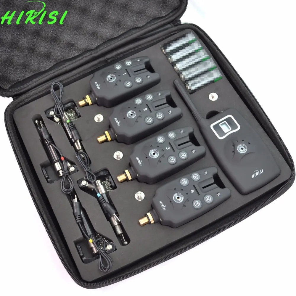 Wireless Fishing Bite Alarm 1 4 Set With 4pcs Illuminated Swinger In Aluminium Case For Carp