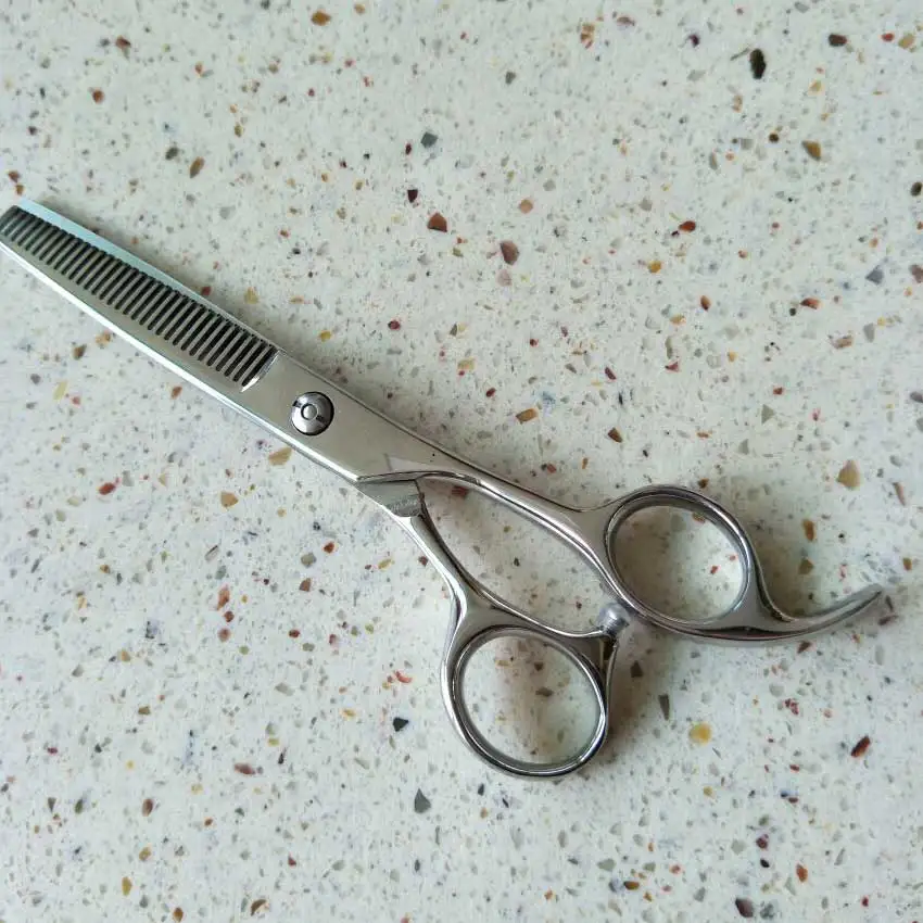 

6" professional Japanese 440C high quality hair thinning scissors with 32 teeth ergonomic rose handle convex edge