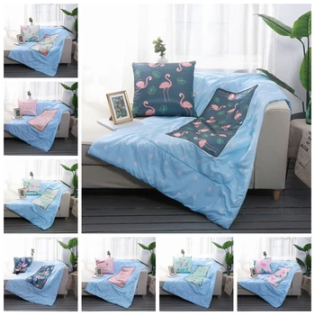 

2 in 1 Pillow Fold Blanket Cartoon Flamingo Blanket on Beds Kids Girls Creative Portable Sofa Throw Travel Soft Blanket Pillow