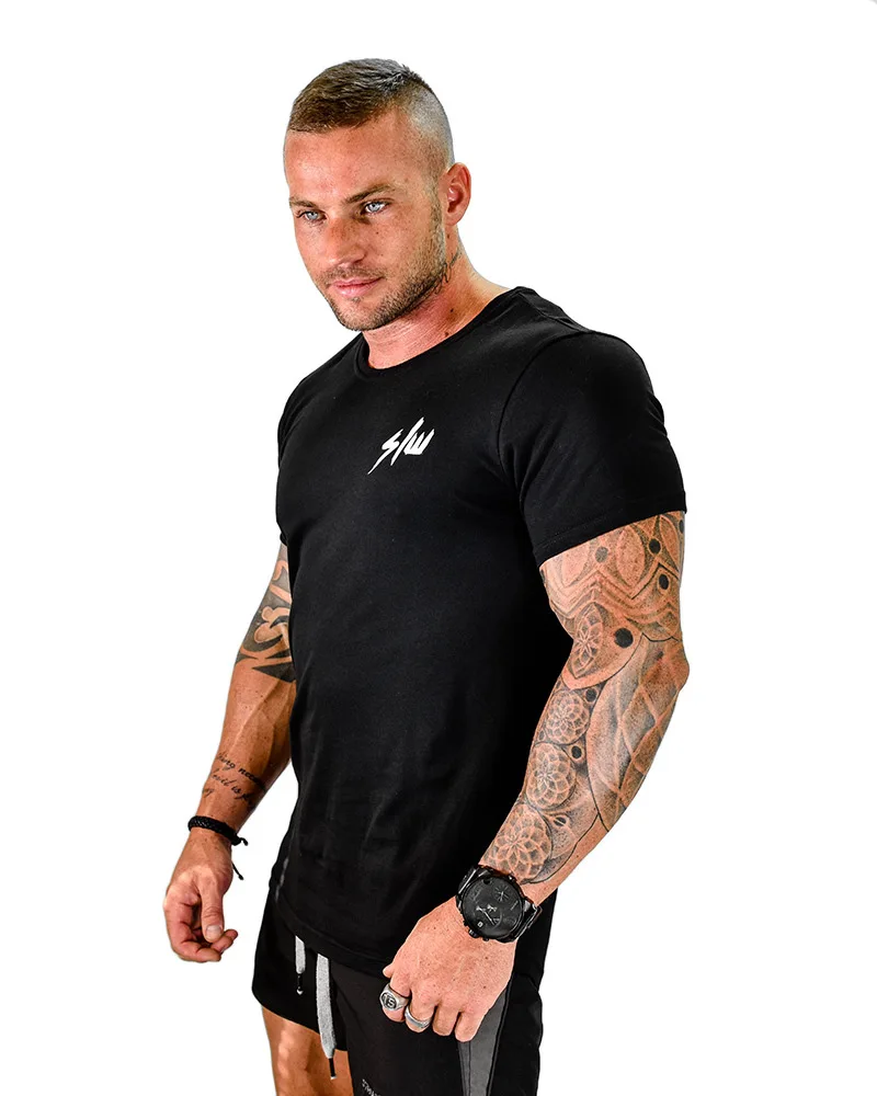 Летняя брендовая одежда тренажерные залы облегающая футболка Для мужчин s Фитнес футболка для мужчин Gyms футболка Для мужчин Фитнес Футболки-топы