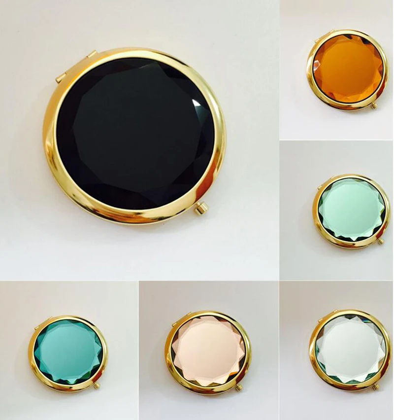 VANTAS Gold Pocket Mirror Crystal Diamond Handbag Compact Mirror Makeup