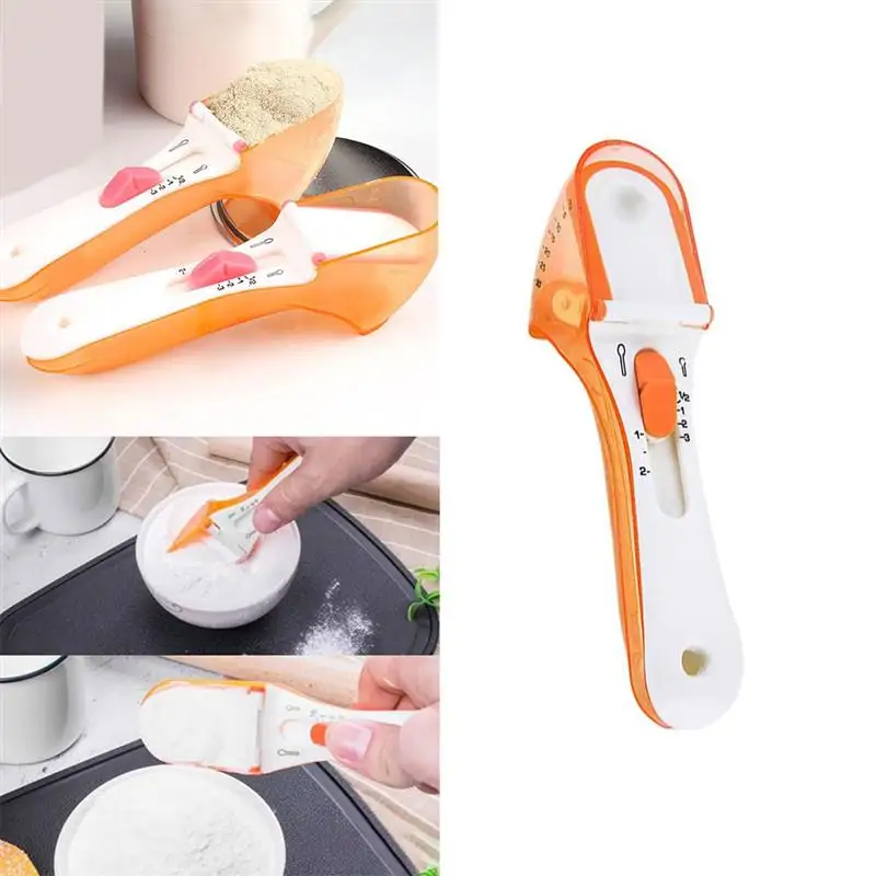 

Adjustable Measuring Spoon With Magnetic Plastic Adjustable Measuring Spoon With Scale For Cooking Baking Kitchen Measuring Tool