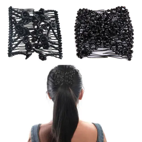 

1Pc Flower Shaped Beads Hair Comb Stretchable Hairpin Magic Head Clips