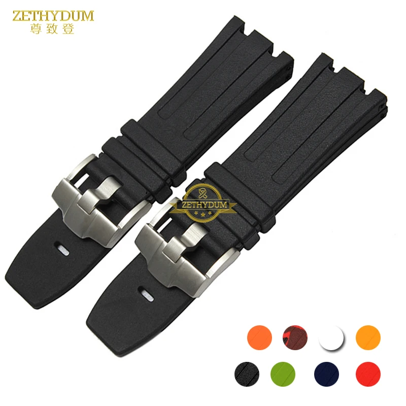 Silicone Rubber bracelet wristband sport watch band 28mm watchband for ap watches strap wristwatches belt with screw