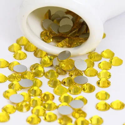 

Lemon yellow Ss3 -ss34 Flat Back 3D Nail Art Crystal Decoration Glue on Rhinestones for Nails Stone diy shose and phone shell
