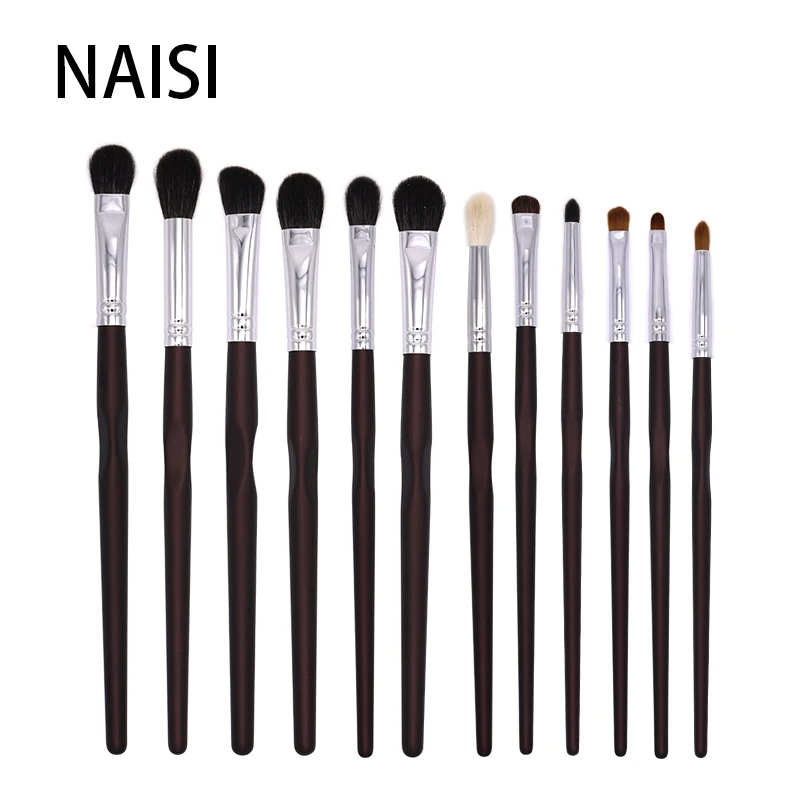 

NAISI brushes 12PCS Professional Makeup Brushes Set High Quality Eyeshadow Eye Eyebrow Make up brush synthetic horse goat hair