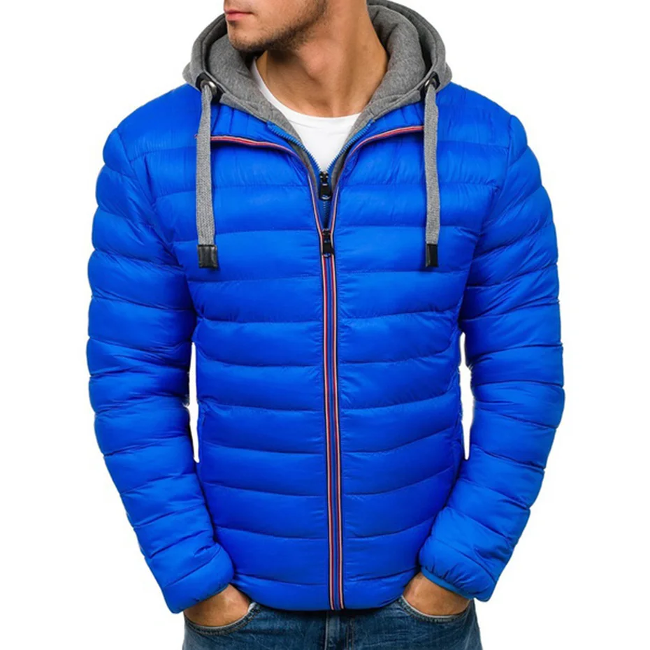 

ZOGAA Men Coats Patchwork Hooded Thicken Cotton Veste Autumn Winter Jackets Men Homme Fashion Thicken Outwear Zipper Pocket