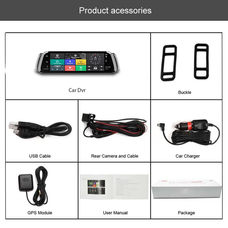 Автомобильное зеркало заднего вида 4G 10 дюймов Android 5 1 GPS Wi Fi Bluetooth двойной объектив
