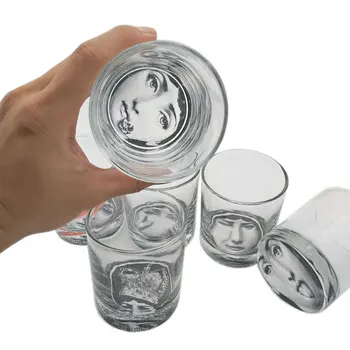 

Human Face Glass Creative Transparent Large Wine Glass Whiskey Glass Quality Classical Stemless Drinking Glass Cylindrical