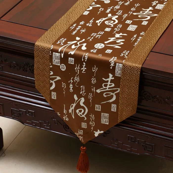Proud Rose китайский стиль атласная настольная дорожка скатерть домашний декор настольный флаг с кисточкой креативный чехол для стола - Цвет: 03