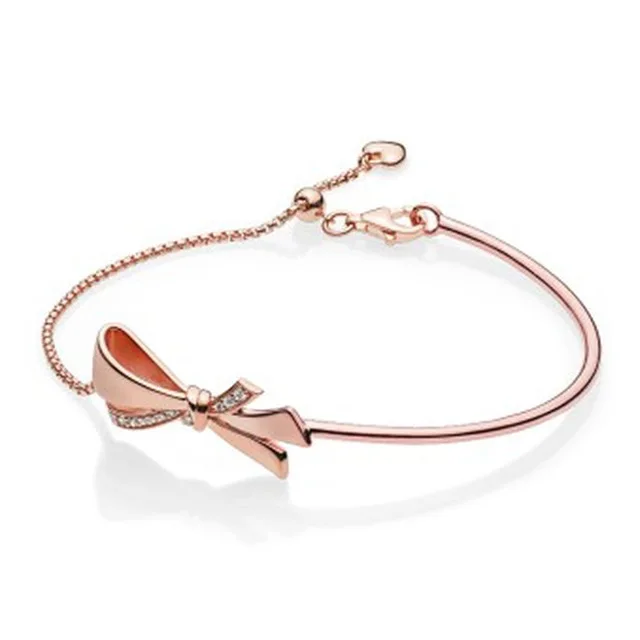 

SIEMTONew sterling silver 925 mother's day sparkling rose 100% bows bracelets packages mailed free of charge