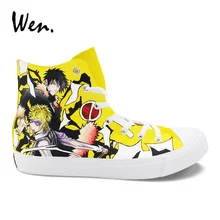 Вэнь Высокая парусиновая обувь для хип-хопа Дизайн пользовательские Durarara ручная роспись Косплэй обувь унисекс кроссовки Эспадрильи на плоской подошве веревка подошве Zapatos