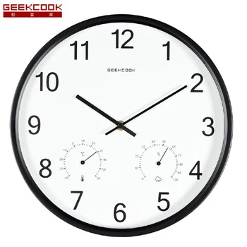 

Minimalist Metal Wall Clock Modern Balck Digital Silent Sweeping Hands Thermometer Hygrometer Watch Living Room Home Decor C5T91