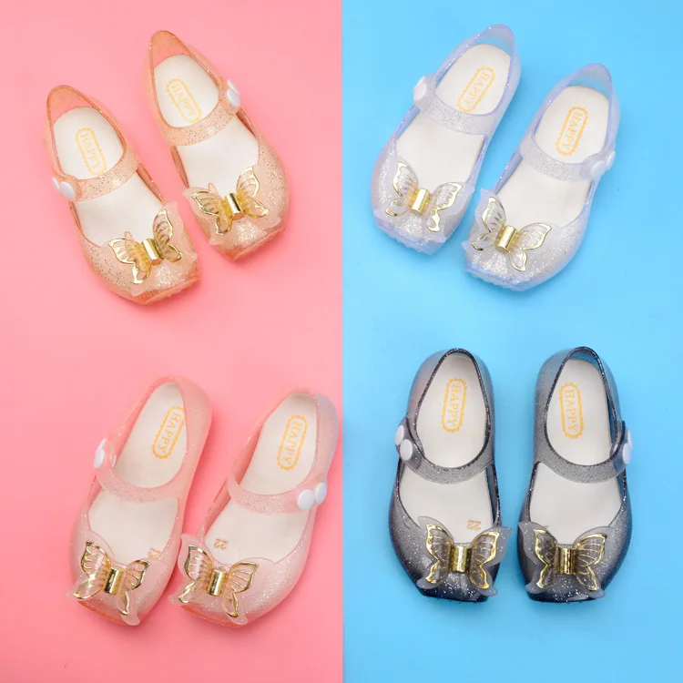 Лето новые сандалии для девочек босоножки Мелисса дышащая версия кристалл лук обувь для принцессы сандалии ПВХ Нескользящая детская обувь