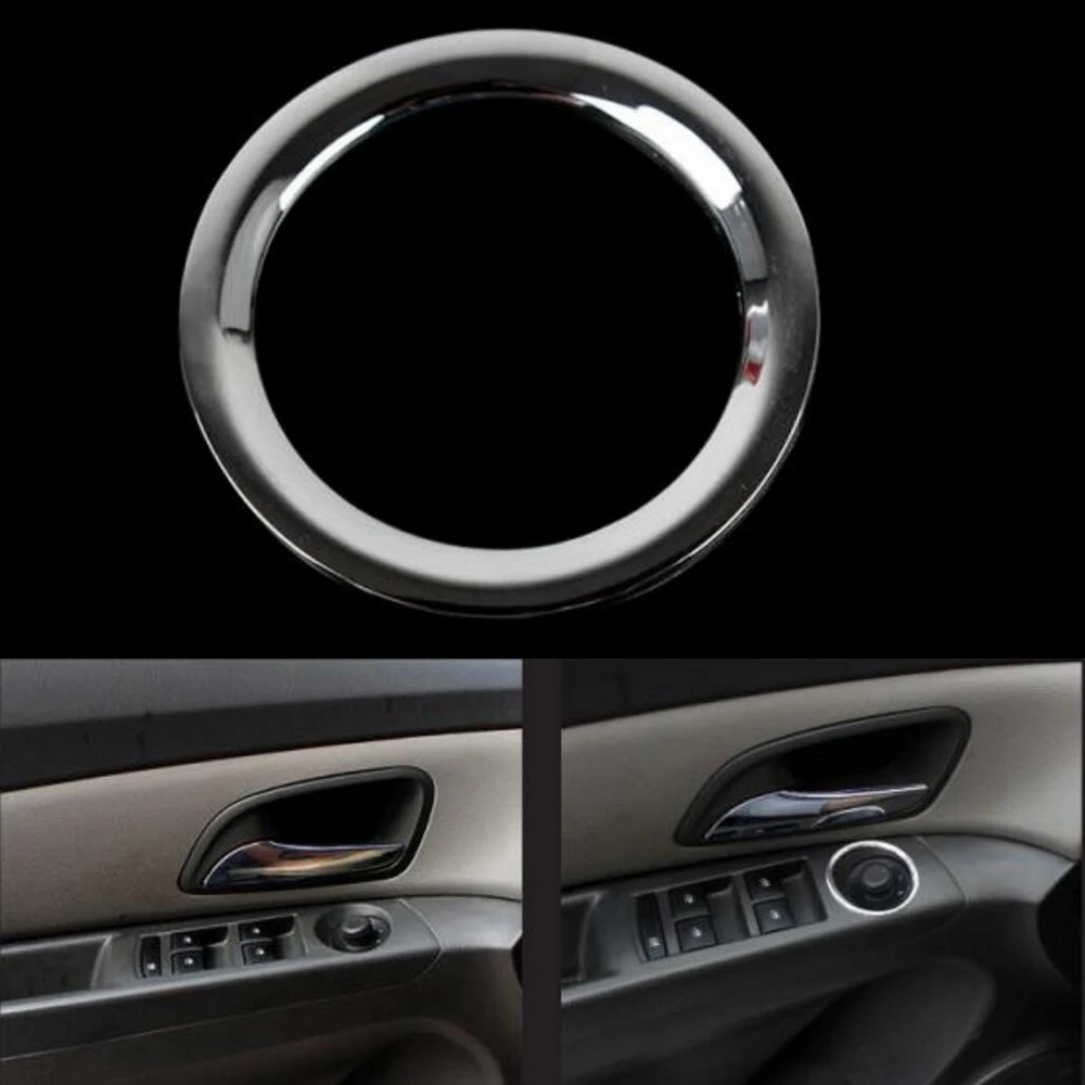 Car Chrome Door Rearview Mirror Switch Knob Decorative Circle For