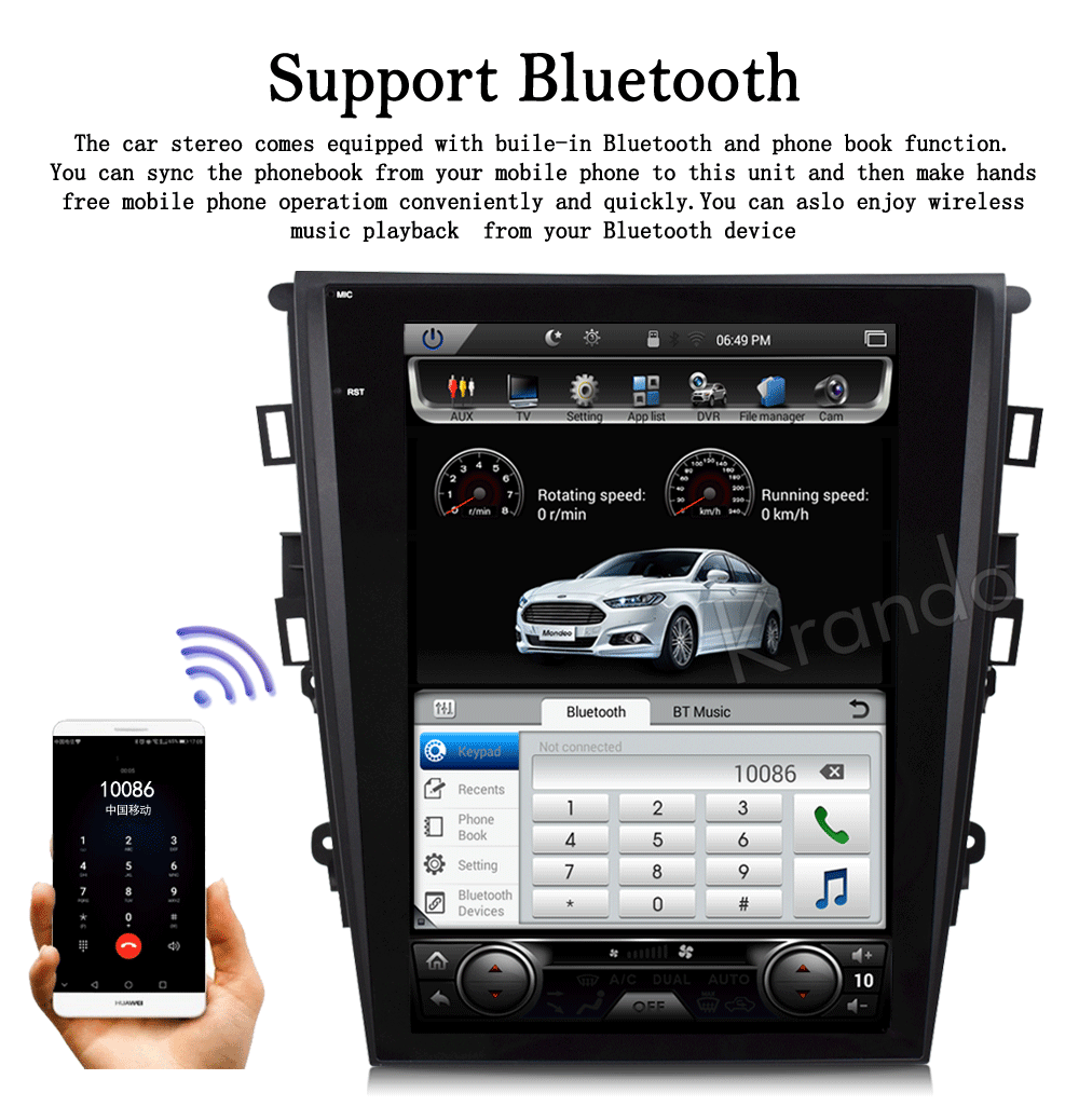 Krando Android 8,1 12," Tesla вертикальный автомобильный dvd-плеер с экраном Навигация для ford mondeo fusion 2013- мультимедийная система wifi