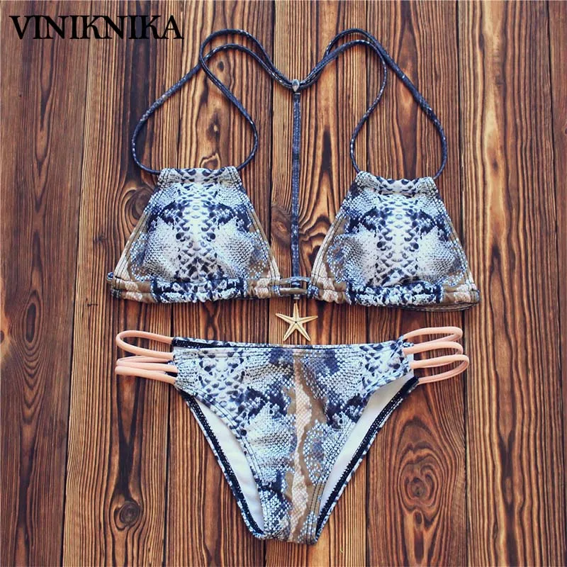 

VINIKNIKA Hot Bikini Sets of Women Cloak Sexy Swimsuit Beach Brazilian Print High Waist Bikini Swimsuit Badeanzug NDL7040