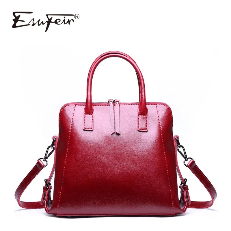 

ESUFEIR Oil Wax Leather Women Handbag Vintage High Capacity Shoulder Bag Crossbody Bag Designer Luxury Ladies Handbags 2018