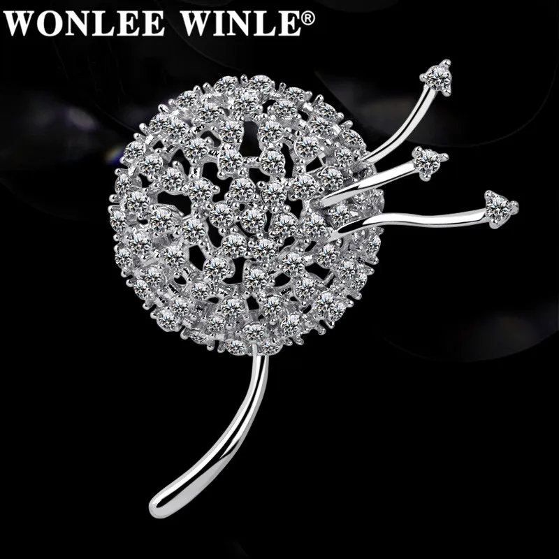 Wonlee Winle Высокое качество медь с Стразы Австрия Одуванчик цветок броши для женщин