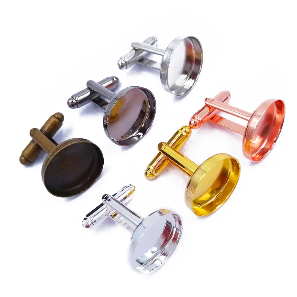 

Wholesale Round Bezel Cufflinks Blank with 16mm 18mm 20mm 25mm Cup Cufflink Base Bezel Cuff Link Setting CL041
