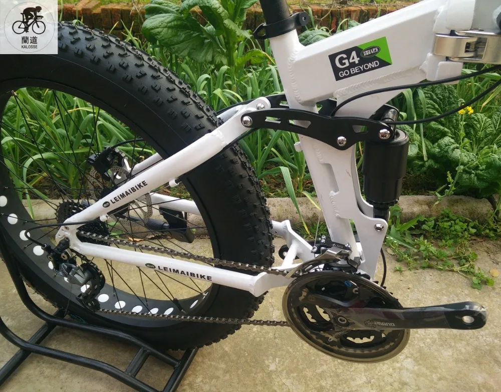 Top Kalosse Full suspension  alloy frame  Snow  bicycle, 26/20*4.0 inch  21/24/27/30speed ,26*17 fat bikes   tyre dirt bike 21