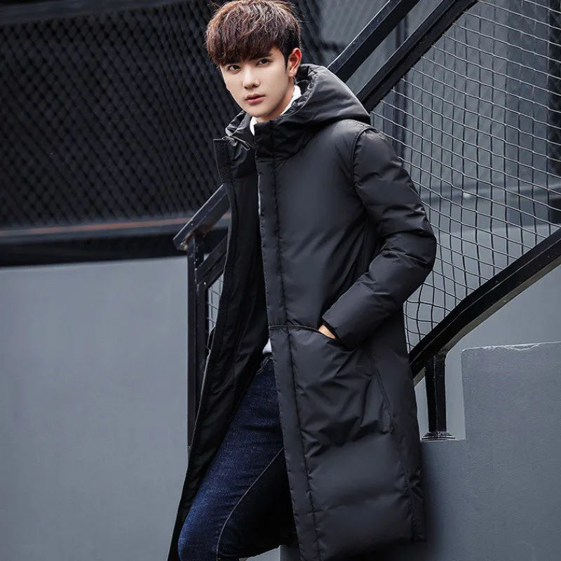 b New Winter Jackets Men Casual Mid Long Thick Winter Coat Men Solid Hooded Parka Male Clothes Overcoat Outerwear plus size 3XL 