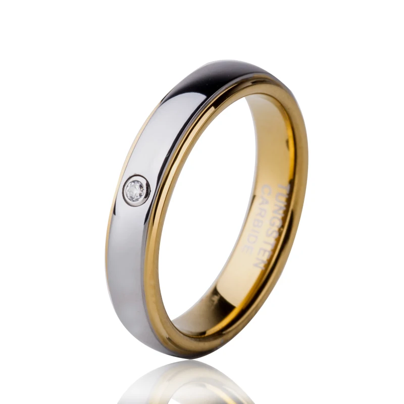 Золотой Цвет кубический циркон Вольфрам пара кольцо Набор для любовника ювелирные изделия Alliance Anillos 4 мм для женщин 6 мм для мужчин
