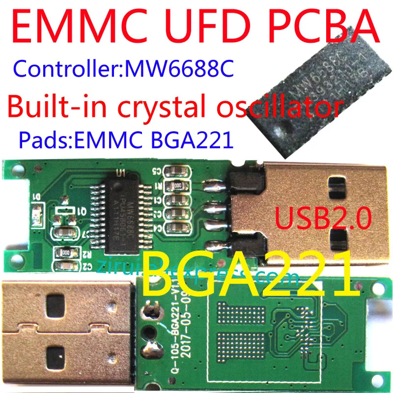 

6688 USB FLASH DRIVE PCBA, MW6688C USB2.0,Support eMMC BGA221,DIY mobile phone handset eMMC NAND FLASH,Pendrive PCBA, DIY U DISK